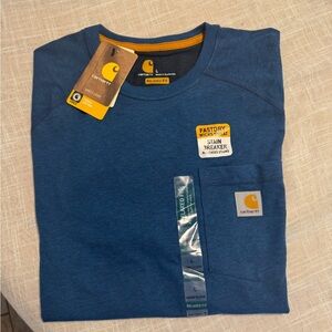 Carhartt Blue Short Sleeve Pocket T-Shirt with Gold Logo
